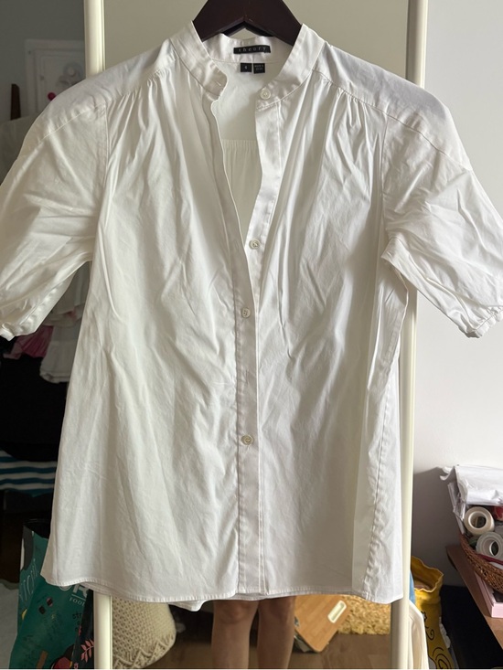 Theory Tops - Theory White puff sleeve Button down Shirt